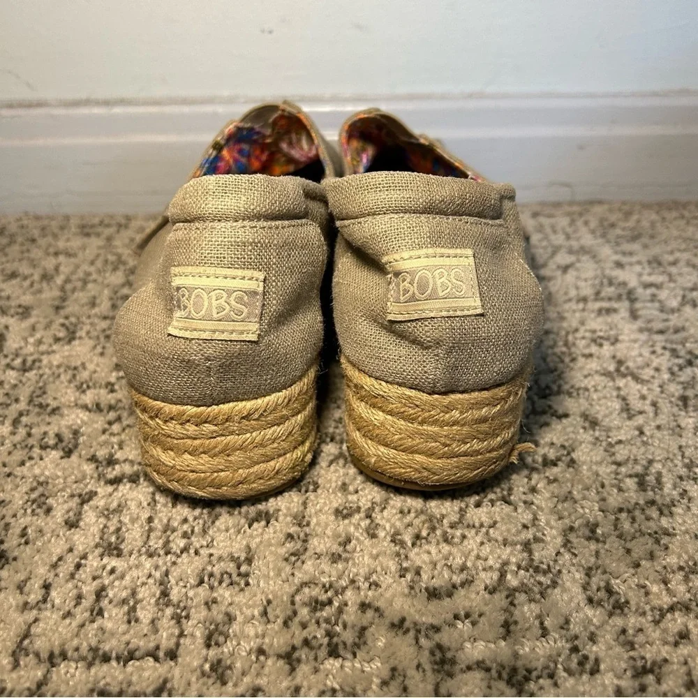 Bobs From Sketchers Memory Foam Gray Canvas Espadrille Slip-Ons Size 9